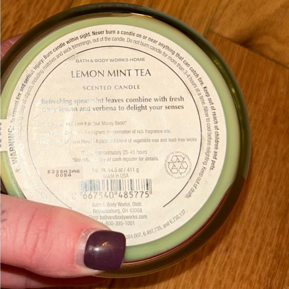 BBW Lemon Mint Tea 3-wick Candle - Picture 3 of 6